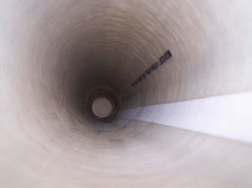 Inspection camera view of smooth new liner after repair